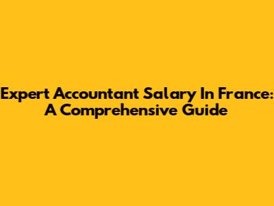 Expert Accountant Salary In France: A Comprehensive Guide