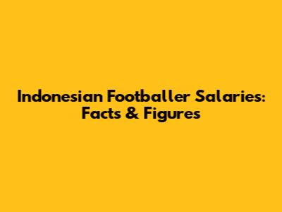 Indonesian Footballer Salaries: Facts & Figures