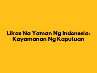 Likas Na Yaman Ng Indonesia: Kayamanan Ng Kapuluan