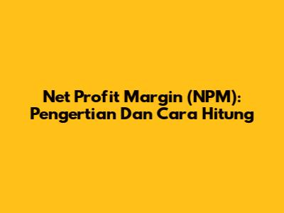 Net Profit Margin (NPM): Pengertian Dan Cara Hitung