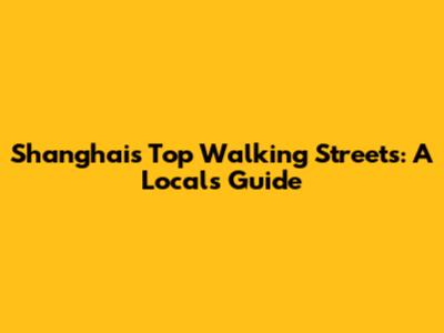 Shanghai's Top Walking Streets: A Local's Guide